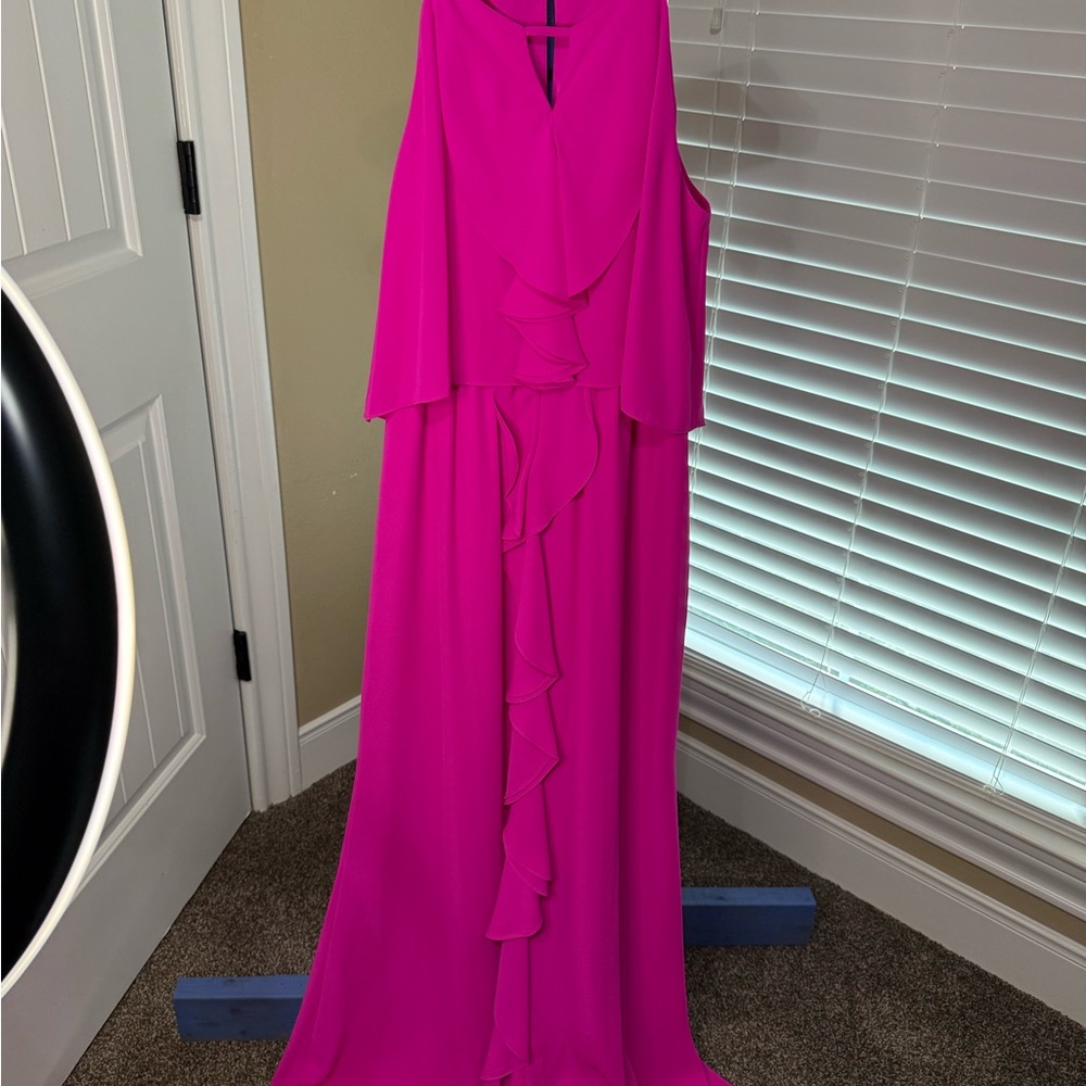 Gianni Bini Fuchsia Maxi Dress with Ruffle Detail